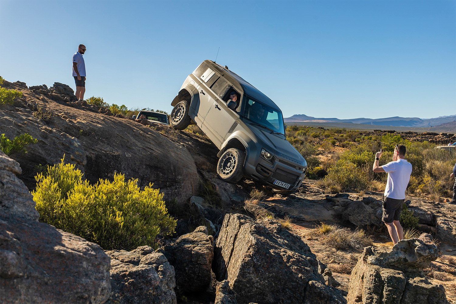 Land Rover's new high-end Defender rock crawling in South Africa