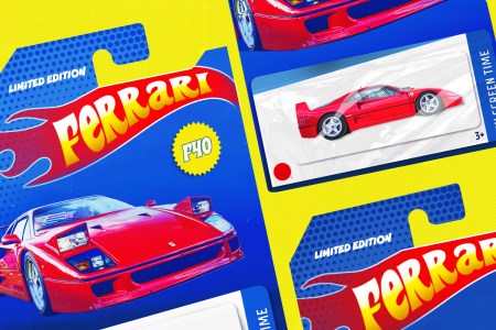 An illustration of a real Ferrari F40 in Hot Wheels packaging. The toy company just restarted its partnership with Ferrari after a 10-year hiatus.
