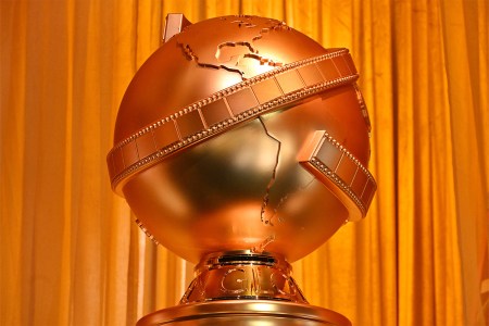 A Golden Globes statue at the award ceremony. The Globes just announced a new category for 2026: Best Podcast.