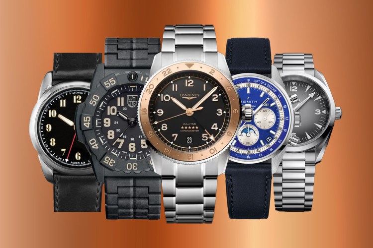 anOrdain Model 2 Porcelain; Luminox Navy SEAL 3500 Series Carbonox; Longines Spirit Zulu Time 1925; Zenith Chronomaster Original Triple Calendar Lapis Lazuli Dial; Omega Railmaster